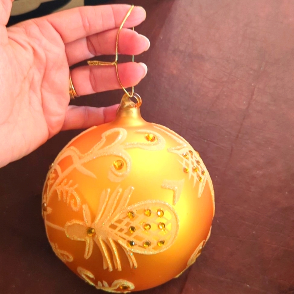 Extra Large Colin Cowie Golden Yellow Jewelled Glass Ornament